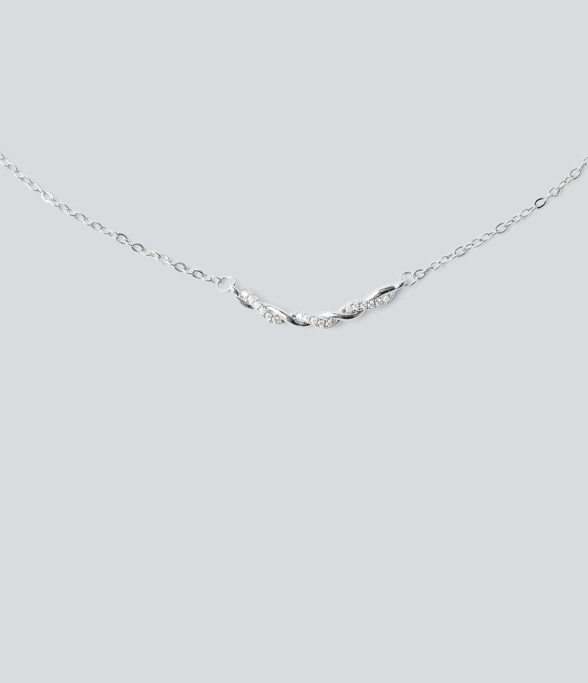 Rhinestone Necklace — Silver — additional view