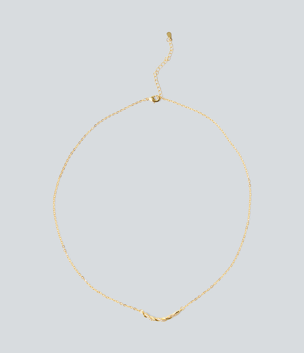 Rhinestone Necklace — Gold — view 1