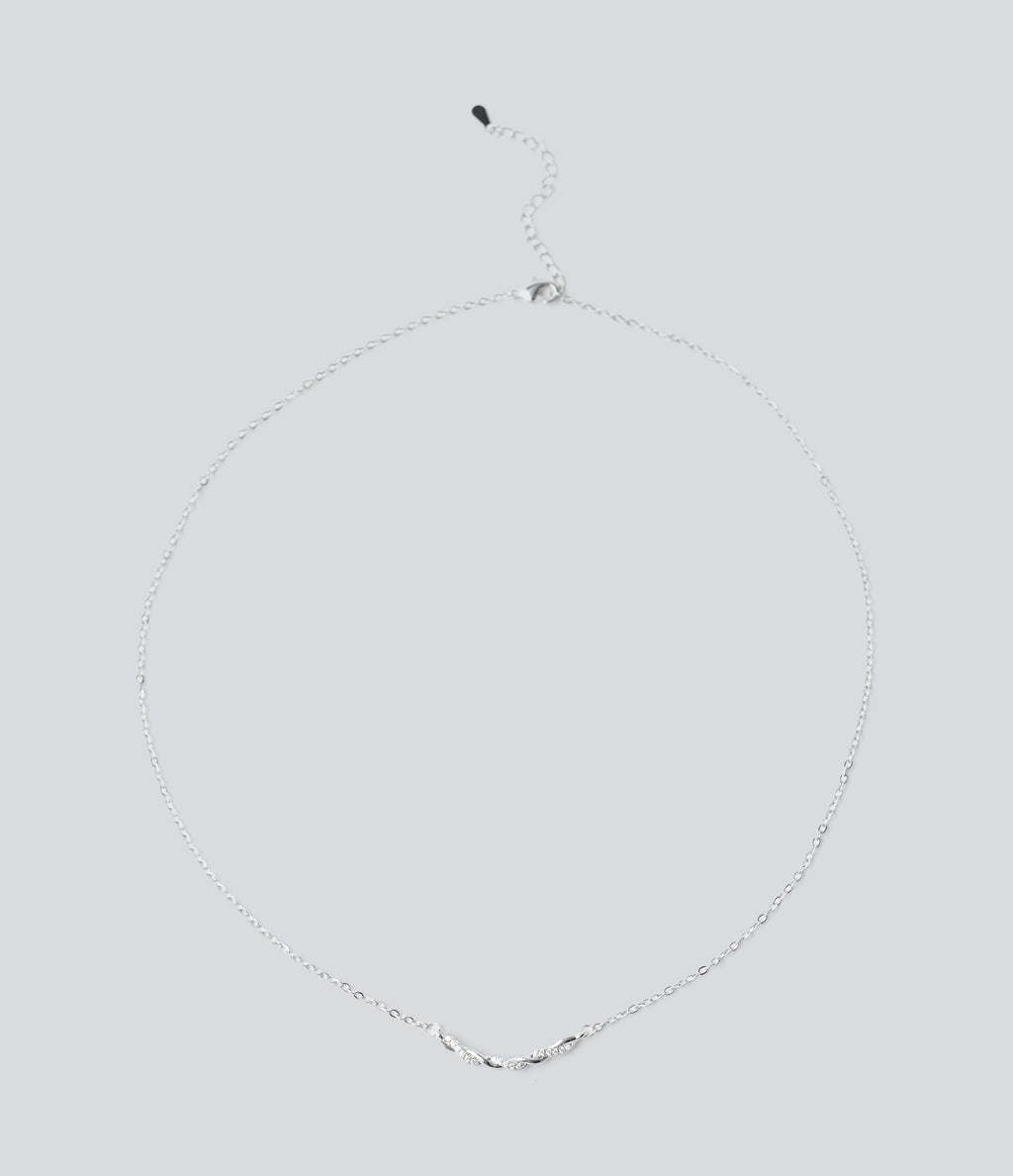 Rhinestone Necklace — Silver — view 4