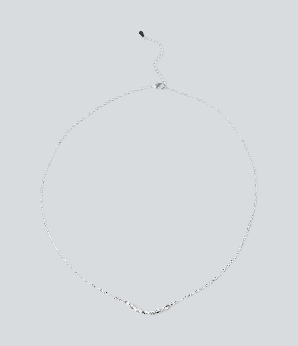 Rhinestone Necklace — Silver — view 4