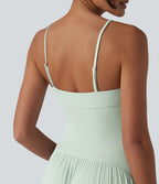 Ribbed Flowy Maxi Slip Dress with Pockets — Fairest Jade — view 6