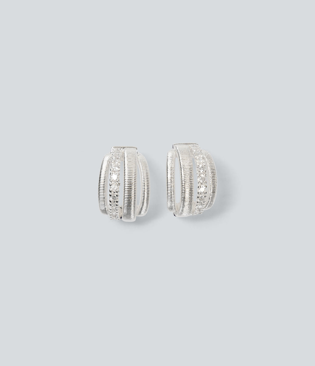 Rhinestone Earrings — Silver — view 4