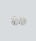 Rhinestone Earrings — Silver — view 4