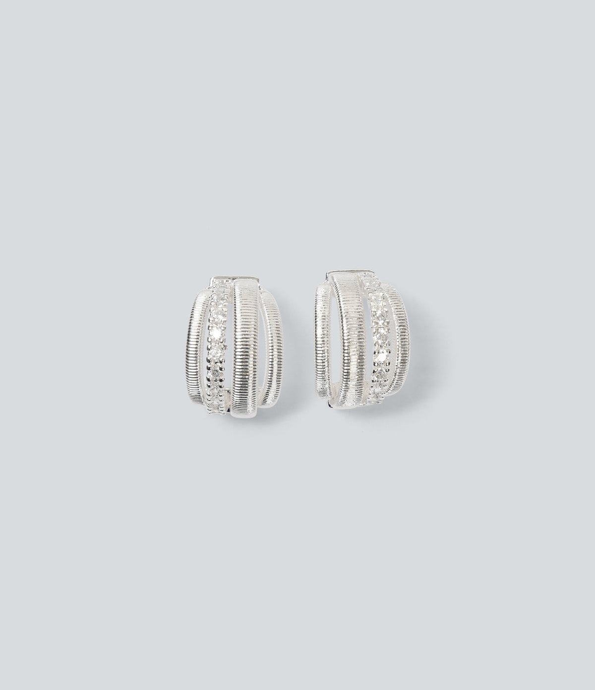 Rhinestone Earrings — Silver — view 4