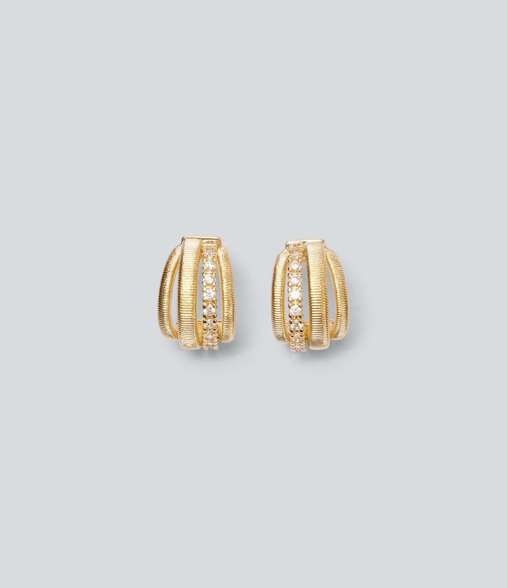 Rhinestone Earrings — Gold — view 1