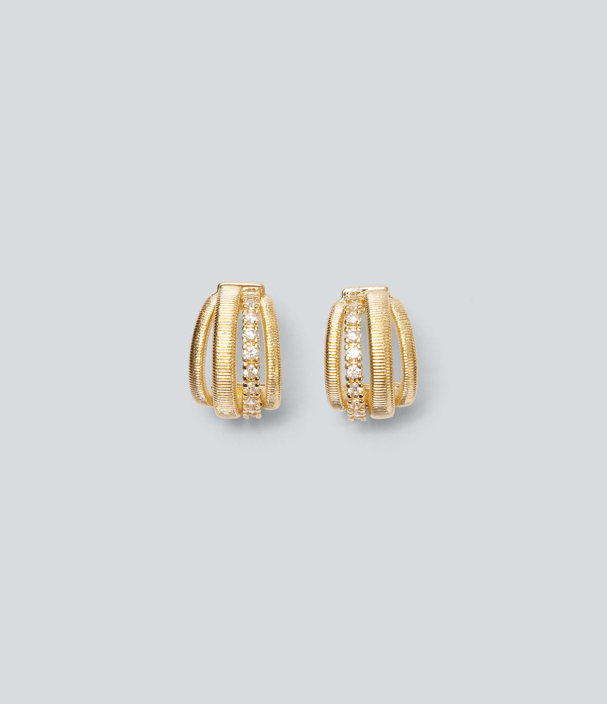 Rhinestone Earrings — Gold — view 1