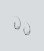 Geo Pearl Earrings — Silver — view 4
