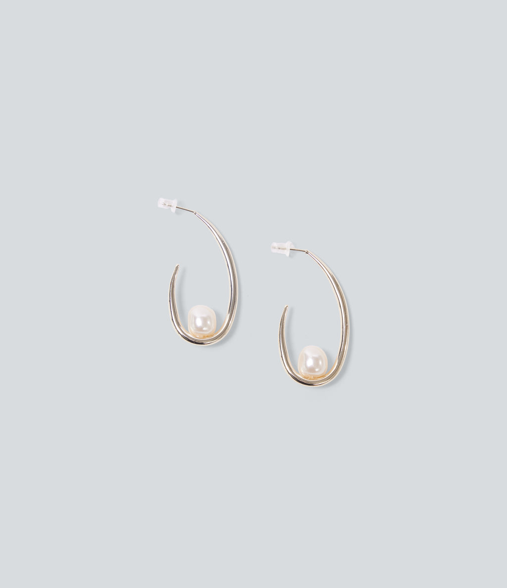Geo Pearl Earrings — Gold — view 1