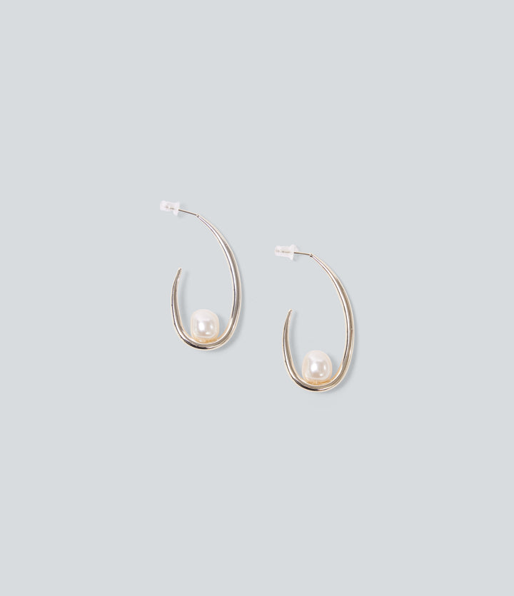 Geo Pearl Earrings — Gold — view 1