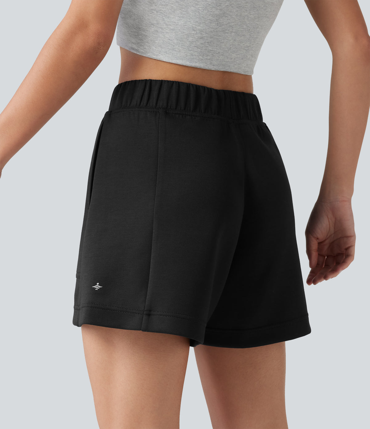 Mid Rise A-line Dance Shorts with Pockets — Black — view 5