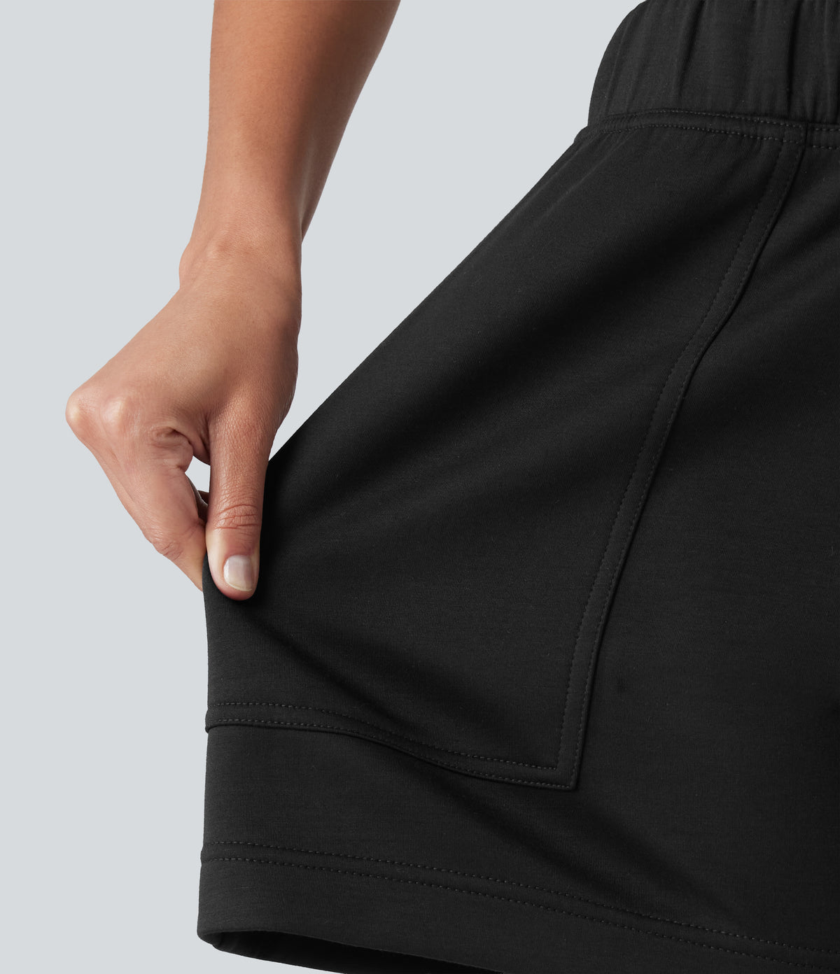 Mid Rise A-line Dance Shorts with Pockets — Black — view 6