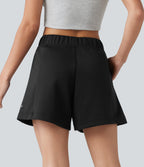 Mid Rise A-line Dance Shorts with Pockets — Black — view 2