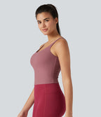 Backless U-Neck Built-in Bra Dance Tank Top — Deco Rose — view 4