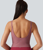 Backless U-Neck Built-in Bra Dance Tank Top — Deco Rose — view 6