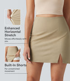 High Waisted Invisible Zipper Split 2-in-1 Casual Stretch Linen Skirt — Oatfield Cream — view 1