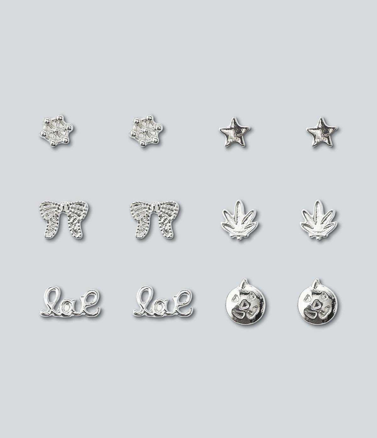 6 Pairs Earrings Set — Silver — additional view