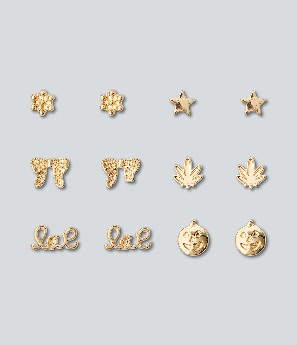 6 Pairs Earrings Set — Gold — view 2