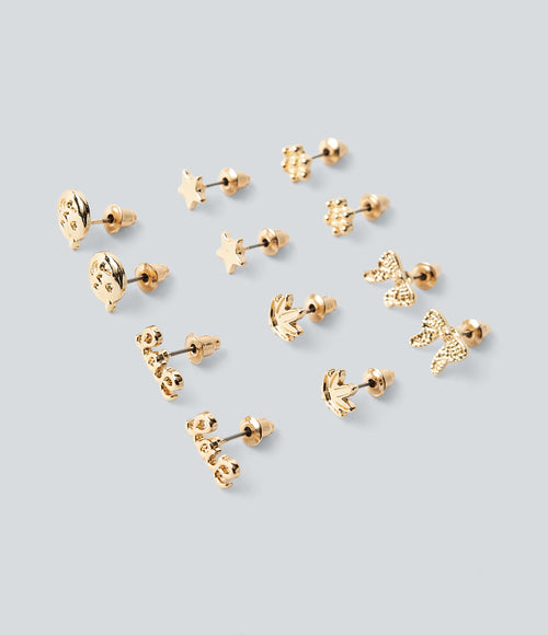 6 Pairs Earrings Set — Gold — view 1