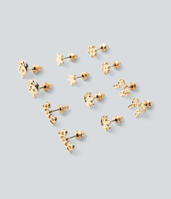 6 Pairs Earrings Set — Gold — view 1
