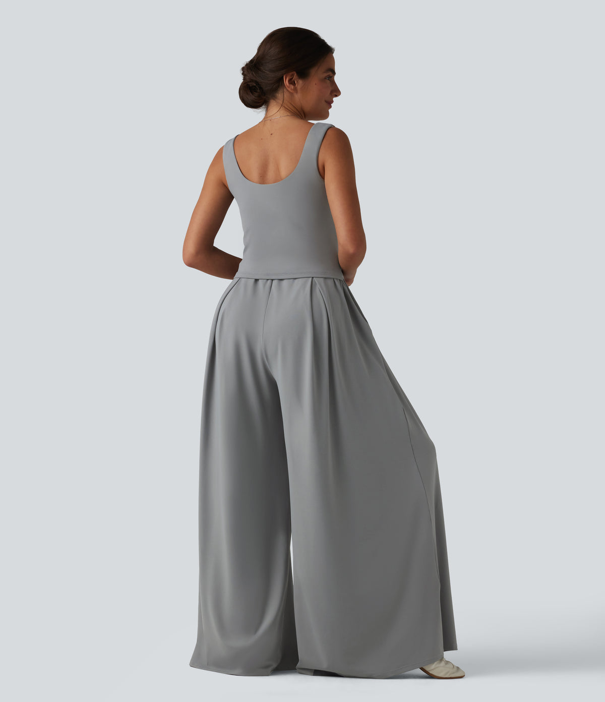 Square Neck Baggy Casual Jumpsuit with Pockets-Edition — Ultimate Gray — view 2