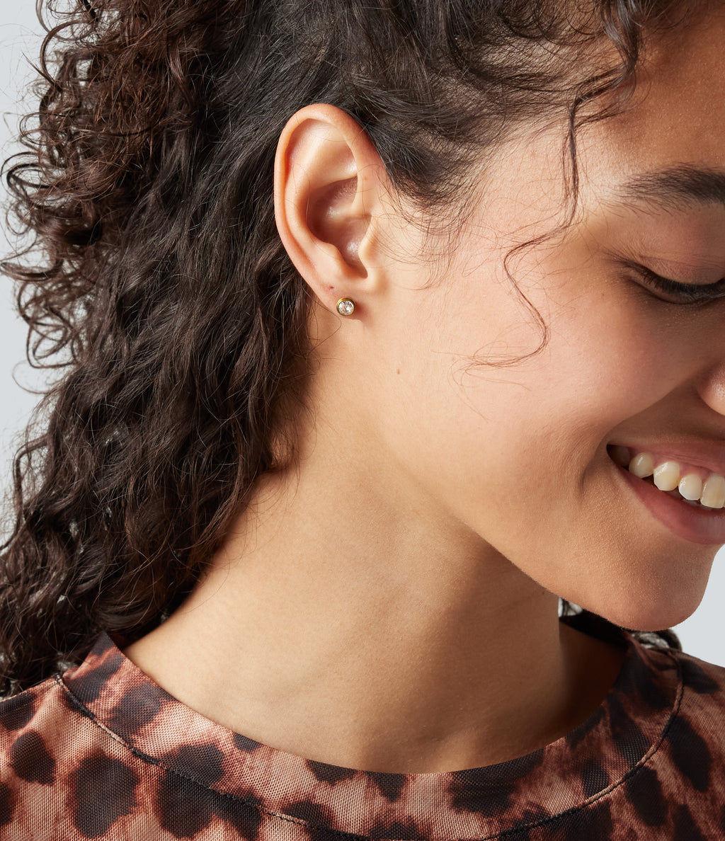 Rhinestone Earrings — Gold — view 3