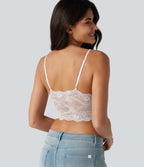 OneForm Seamless Flow Low Support Contrast Lace Casual Sports Bra — White — view 5