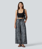 High Waisted Drawstring Baggy Leopard Print Sheer Mesh Casual Trousers with Pockets — Frosted Panther — view 7