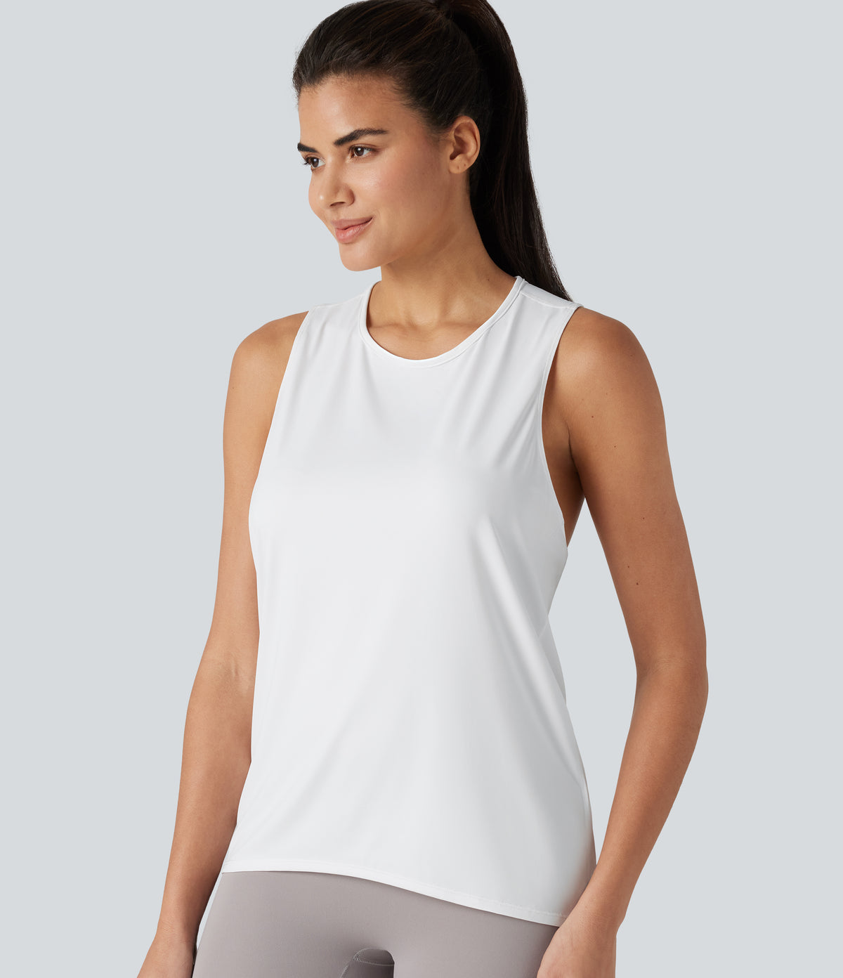 Crossover Racerback Sleeveless InstantCool Quick Dry Yoga Sports Top-UPF50+ — White — view 5