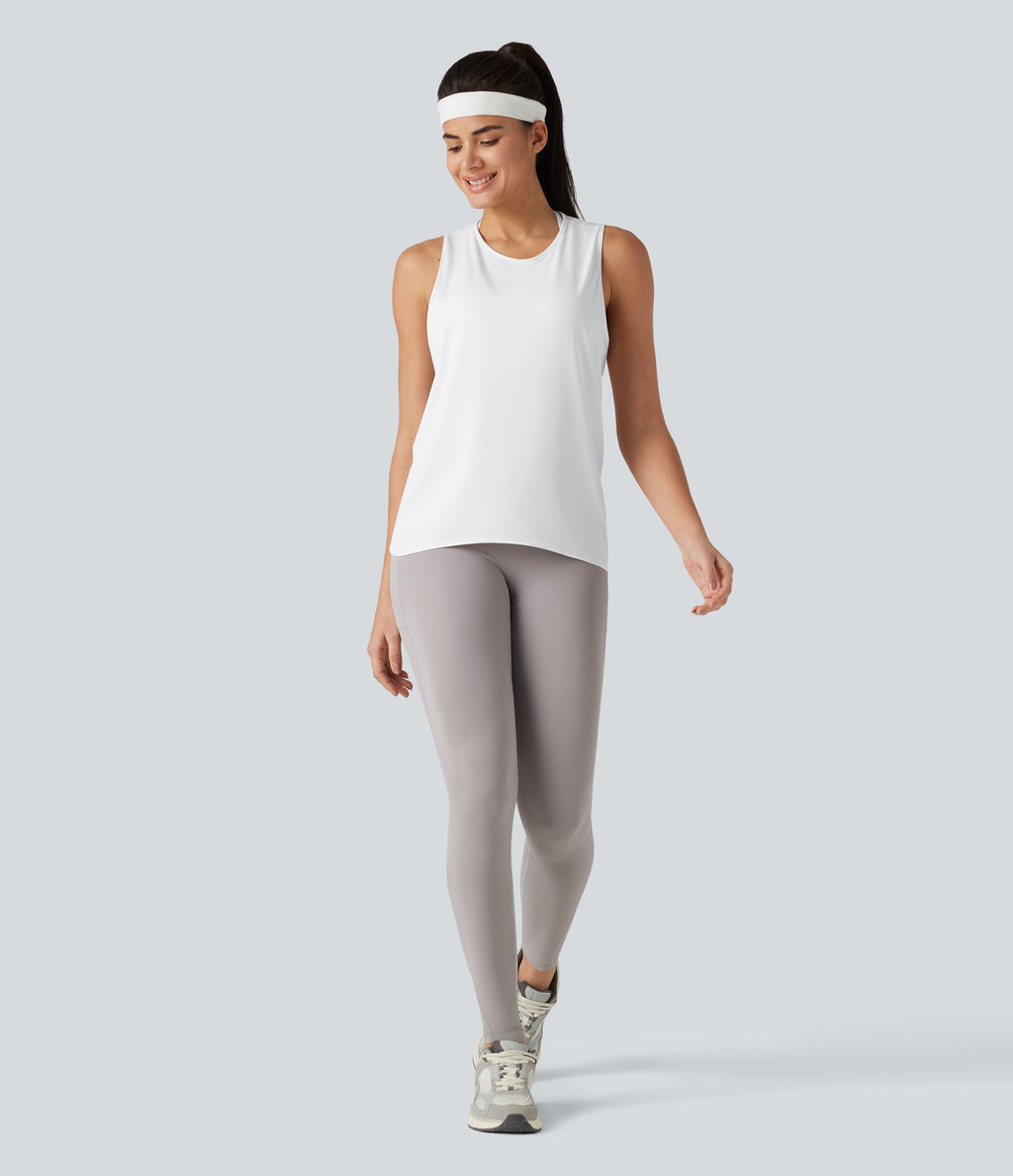 Crossover Racerback Sleeveless InstantCool Quick Dry Yoga Sports Top-UPF50+ — White — view 7