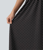 Sleeveless Backless Crossover Polka Dot Midi Casual Flowy Dress with Pockets — Midnight Dots — view 7