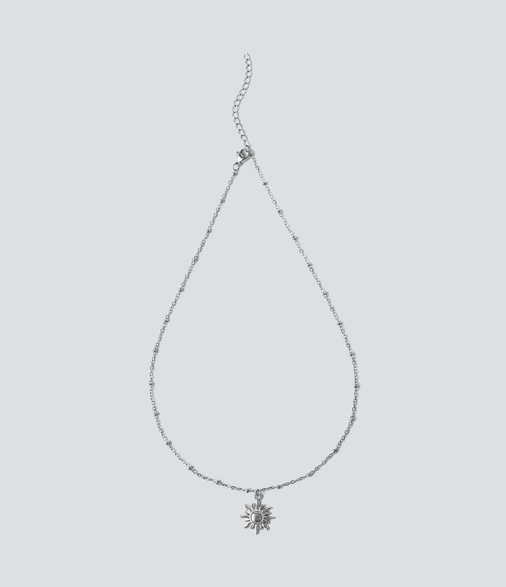 Sun Pendant Necklace — Silver — view 1