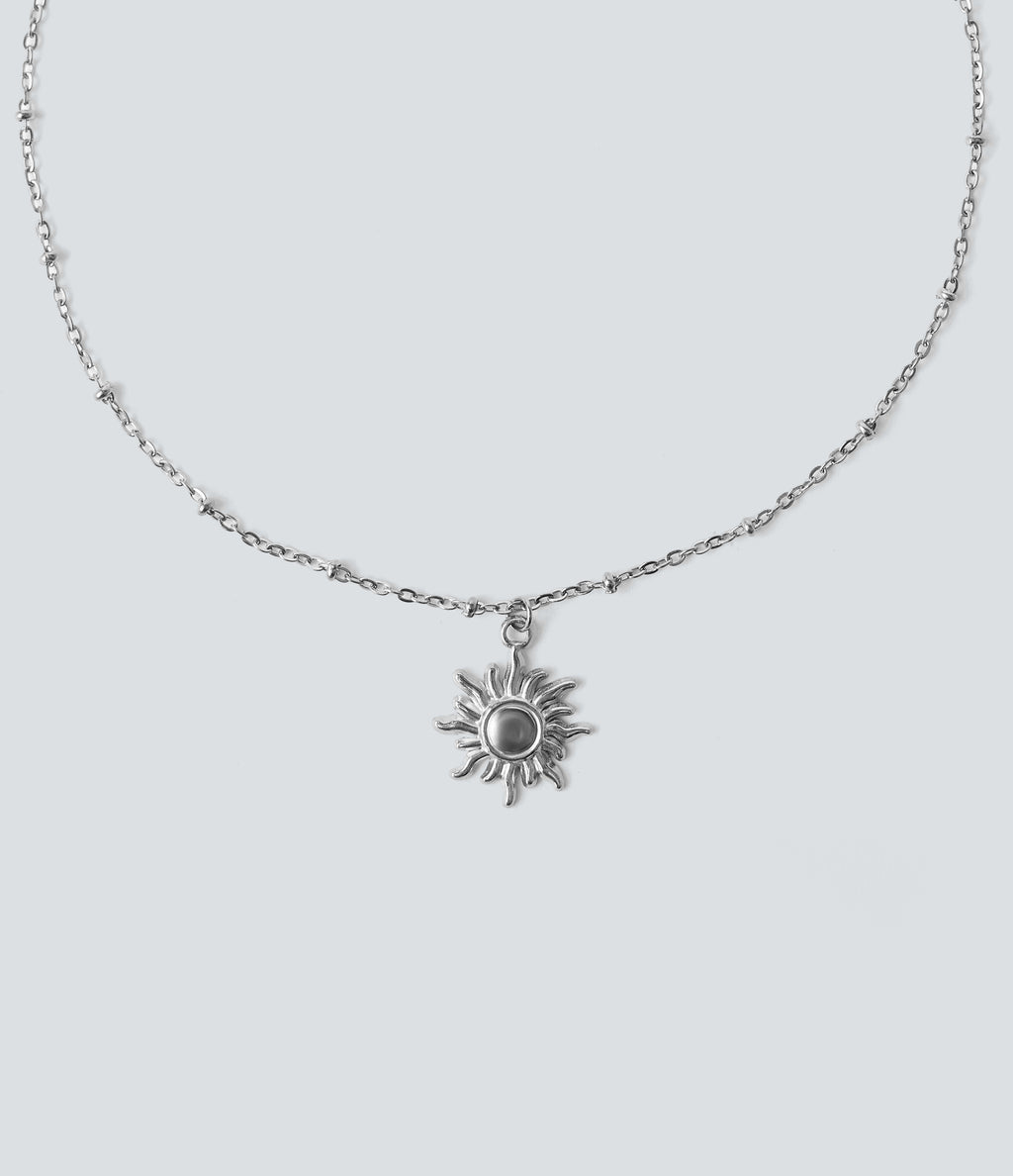 Sun Pendant Necklace — Silver — view 2