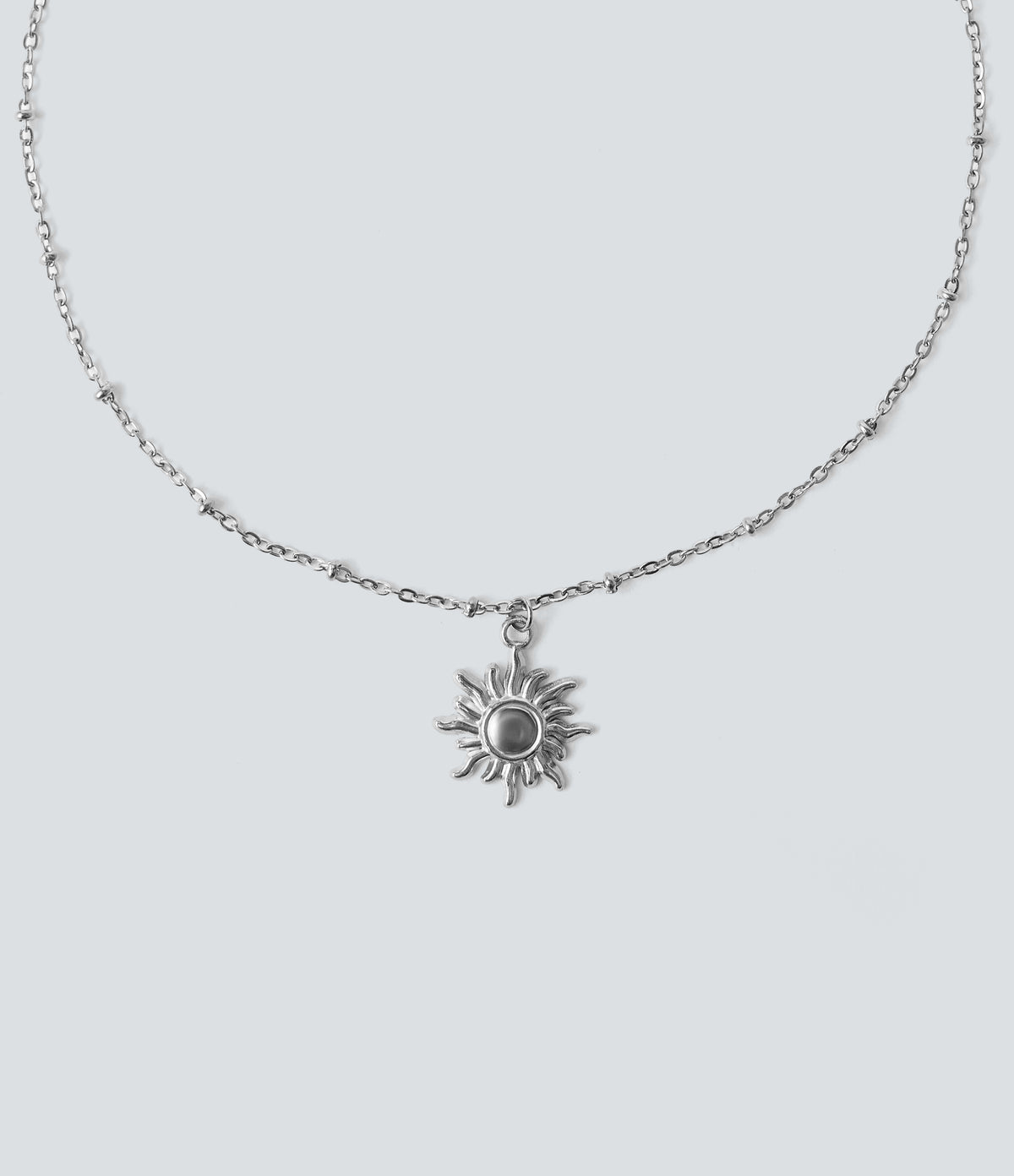 Sun Pendant Necklace — Silver — view 2