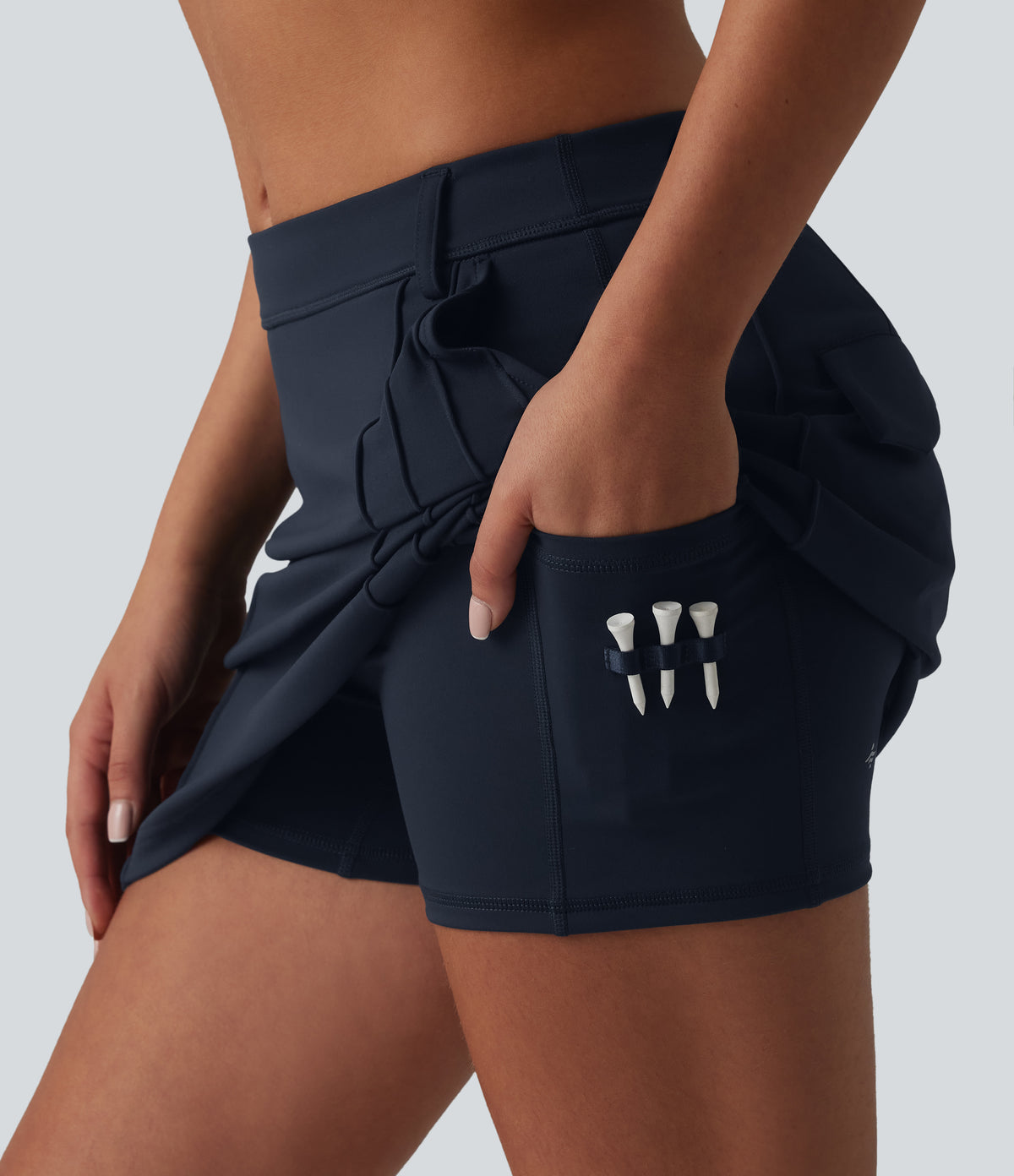 Mid Rise 2-in-1 Mini Golf A-Line Skirt with Pockets — Midnight Blue — view 1