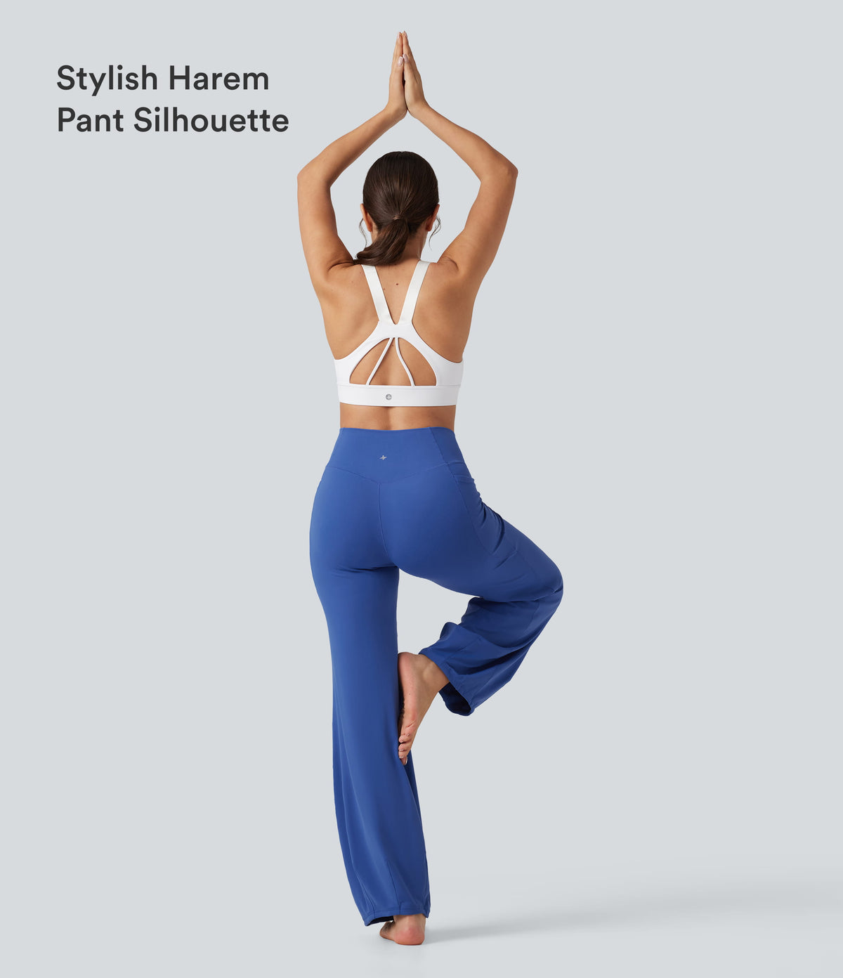 Crossover High Waisted Dance Balloon Joggers with Pockets — Beaucoup Blue — view 6