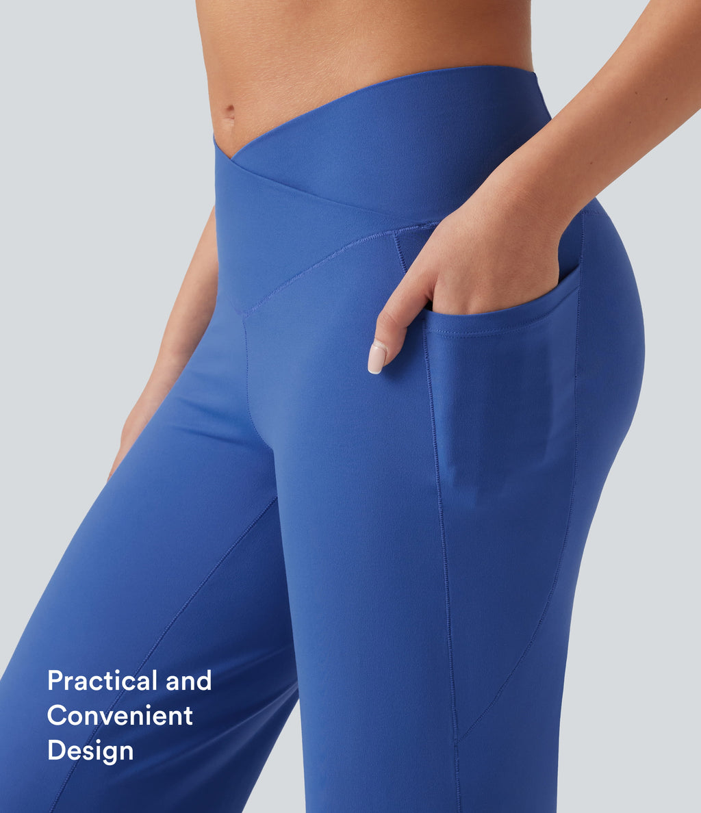Crossover High Waisted Dance Balloon Joggers with Pockets — Beaucoup Blue — view 5