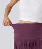 Cool Quick Dry High Waisted Fringe Hem Midi Skirt — Amaranth — view 4
