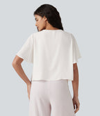 Flounce Short Sleeve Casual Chiffon Coat — White Alyssum — view 2
