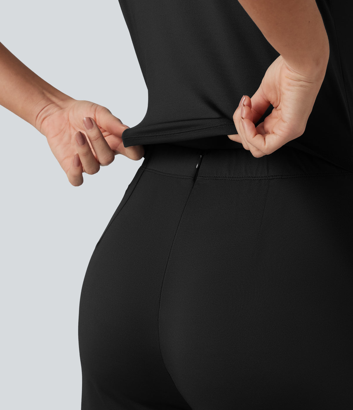 V Neck Sleeveless Work Jumpsuit with Pockets-Edition — Black — view 7