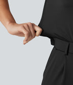V Neck Sleeveless Work Jumpsuit with Pockets-Edition — Black — view 8