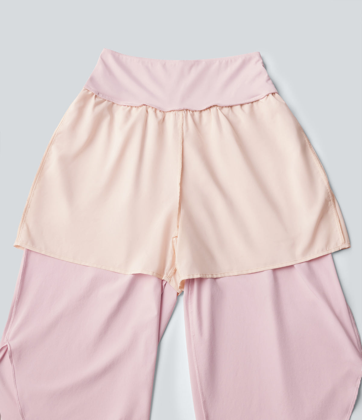 High Waisted Tummy Control Curved Hem Quick Dry Capri Trousers with Pockets — Pale Lilac — view 8