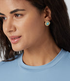 Square Stone Earrings — Gold — view 3