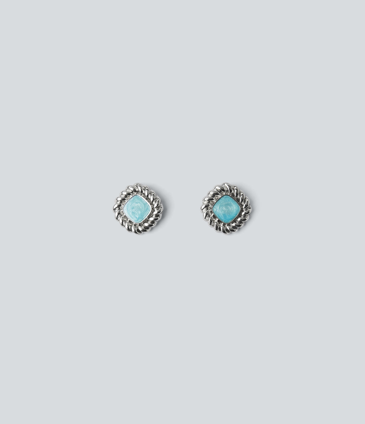 Square Stone Earrings — Silver — view 4
