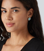 Square Stone Earrings — Silver — additional view