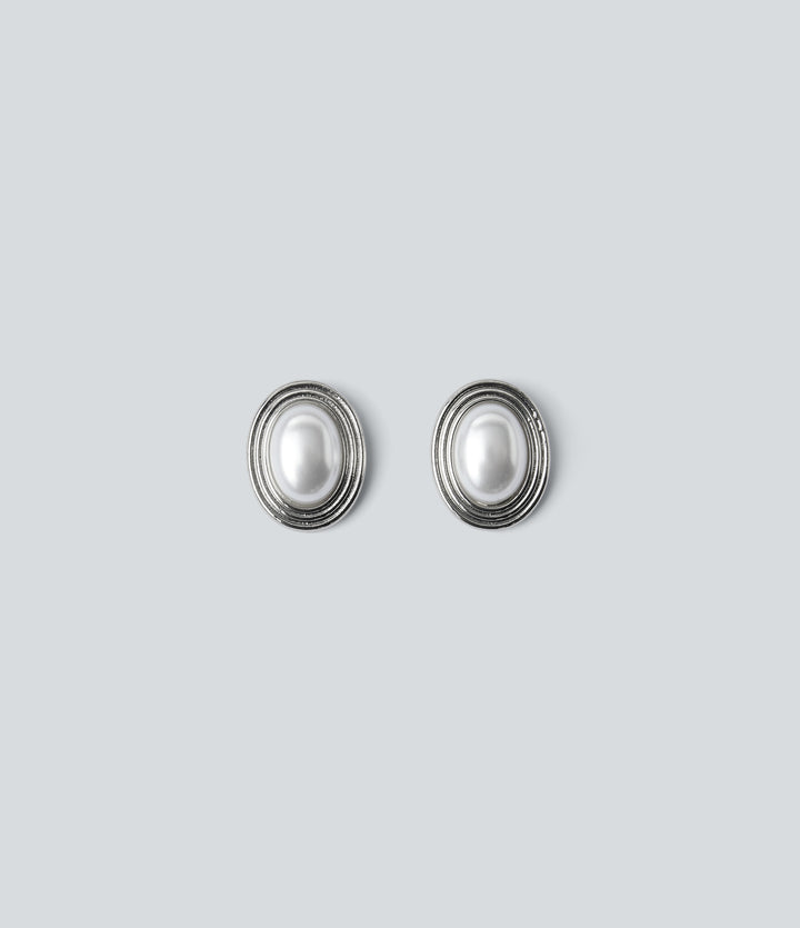 Faux Pearl Earrings — Silver — view 1