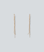 Copper Glass Gemstone Long Earrings — Gold — view 1