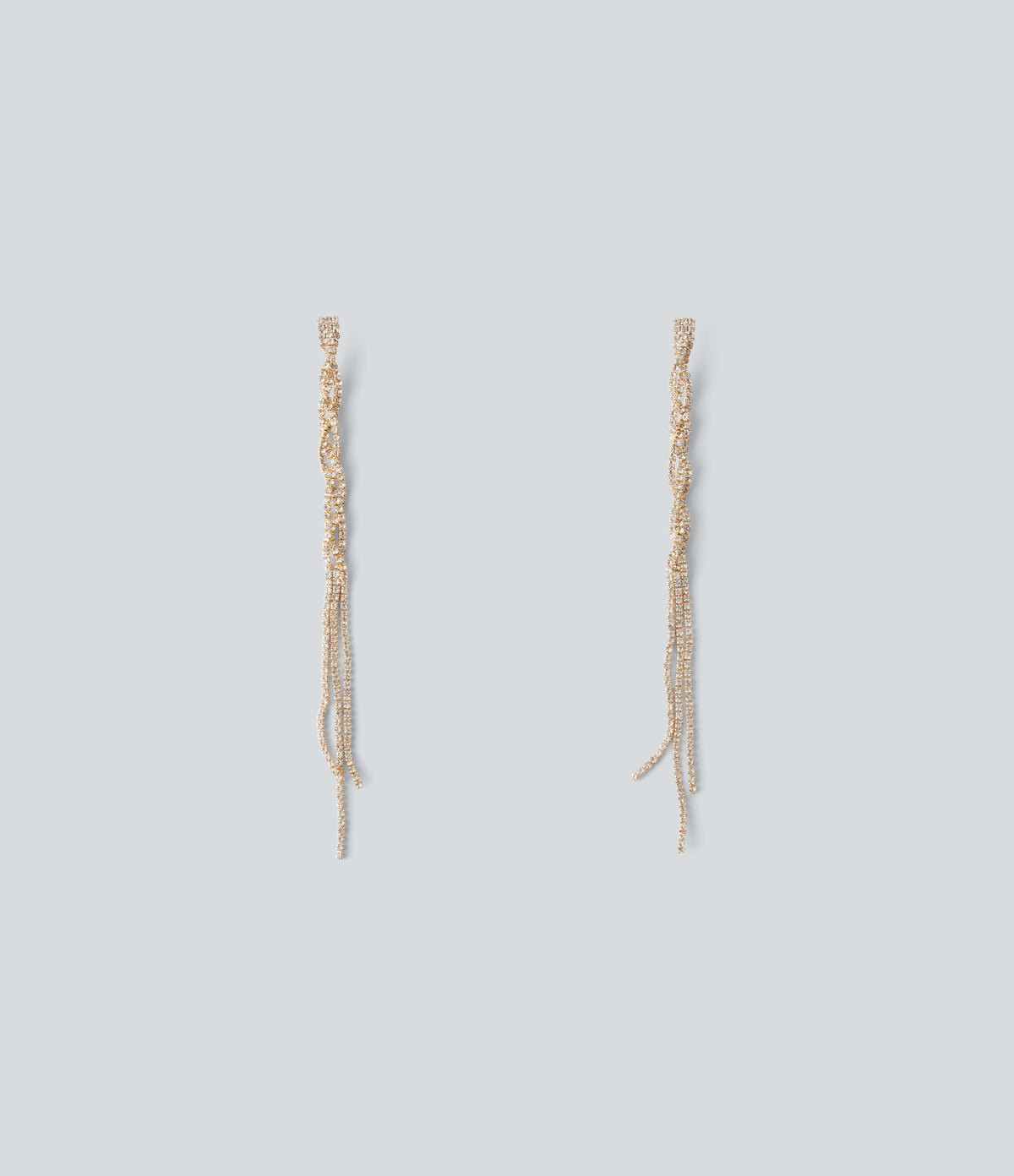 Copper Glass Gemstone Long Earrings — Gold — view 1