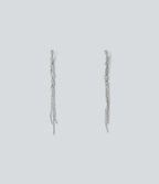 Copper Glass Gemstone Long Earrings — Silver — view 4