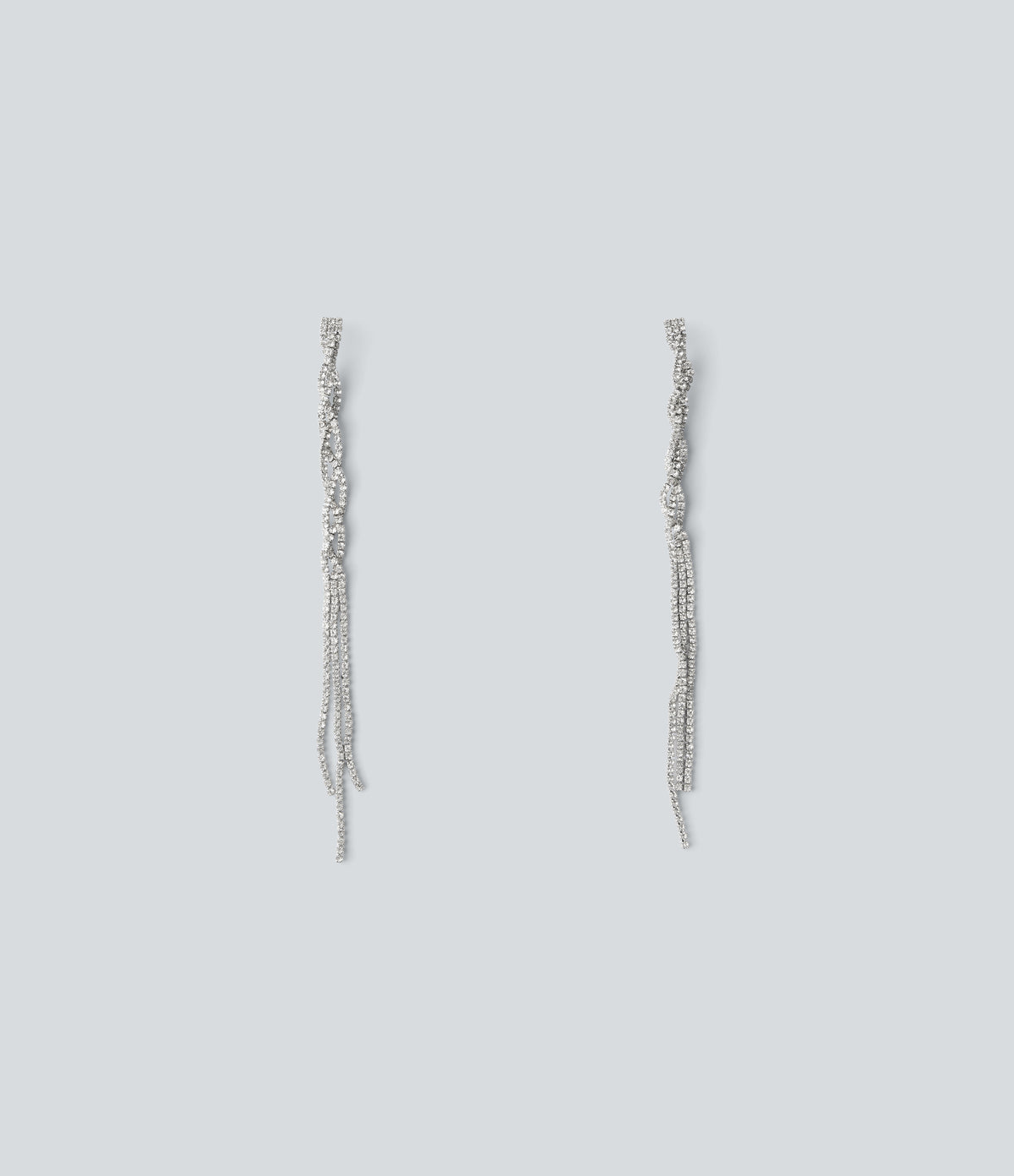 Copper Glass Gemstone Long Earrings — Silver — view 4