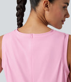 Airy Round Neck Sleeveless 2-in-1 InstantCool Mini Yoga Active Dress with Pockets — Nosegay — view 6